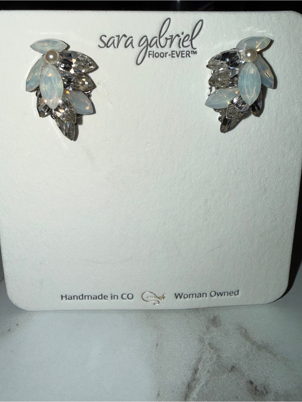 Sara Gabriel SWAROVSKI Opalescent Leaf Pearl Accent Earrings